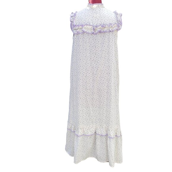Liberty House of Hawaii Nightgown Mini Floral Sleeveless Ruffles Button Front M - Picture 6 of 8